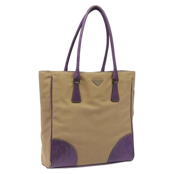 PRADA Tote Bag Canvas Beige - Picture 1 of 9